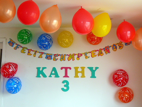 Kathy's 3rd birthday sign